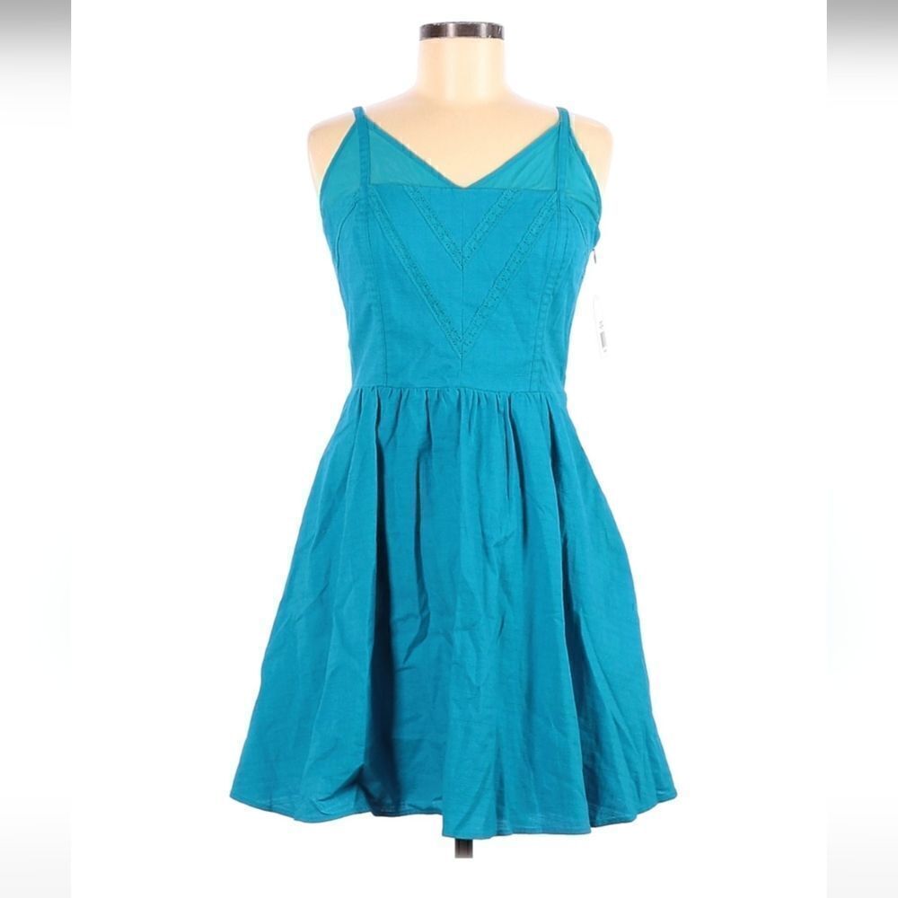 NWOT Jessica Simpson Casual Midi Dress A Line Size Medium Blue V Neck New